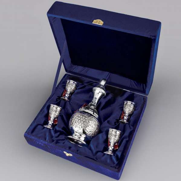 Серебряный водочный набор на четверых Эсперанто, вс066