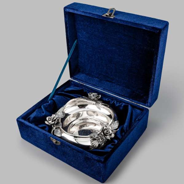 Серебряная конфетница Розочка, КФ222