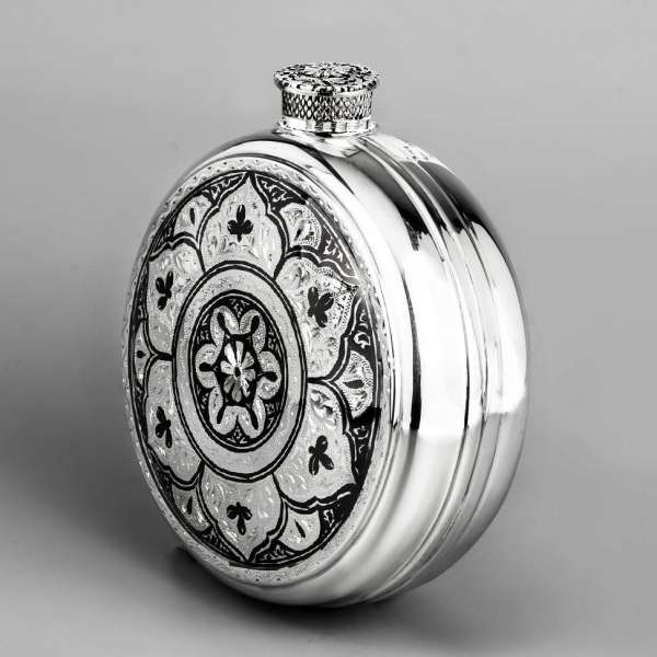 Фляга из серебра «Морская», фл031