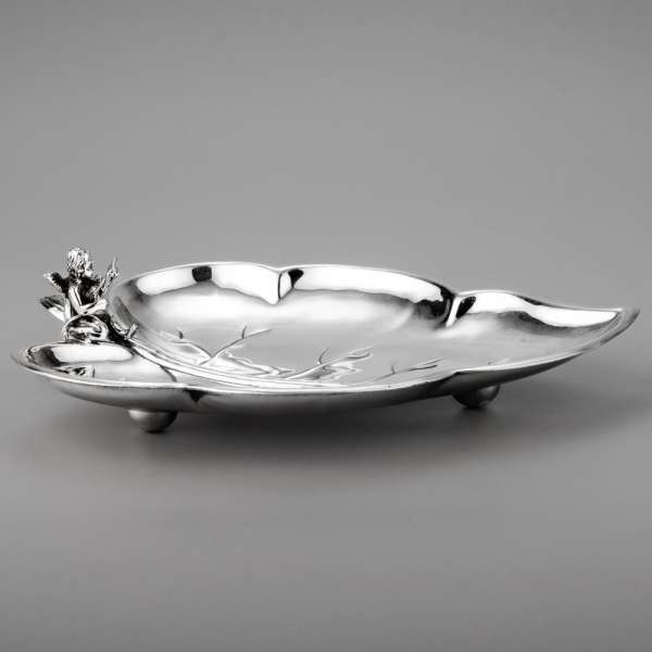 Серебряная конфетница Липа с ангелочком, КФ238а