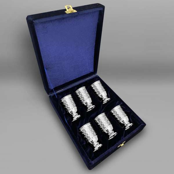 Набор серебряных стопок Огонек, стп103-6