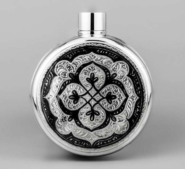Фляга из серебра «Широкая», фл026