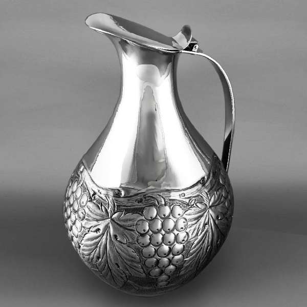 Оригинальный серебряный кувшин с крышкой Виноград, КВ205