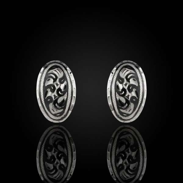 Серебряные серьги с чернью Зигзаг бренд Кубачи, Ag-с143