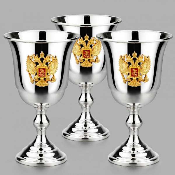Набор  из трех серебряных рюмок Патриот, р110-3