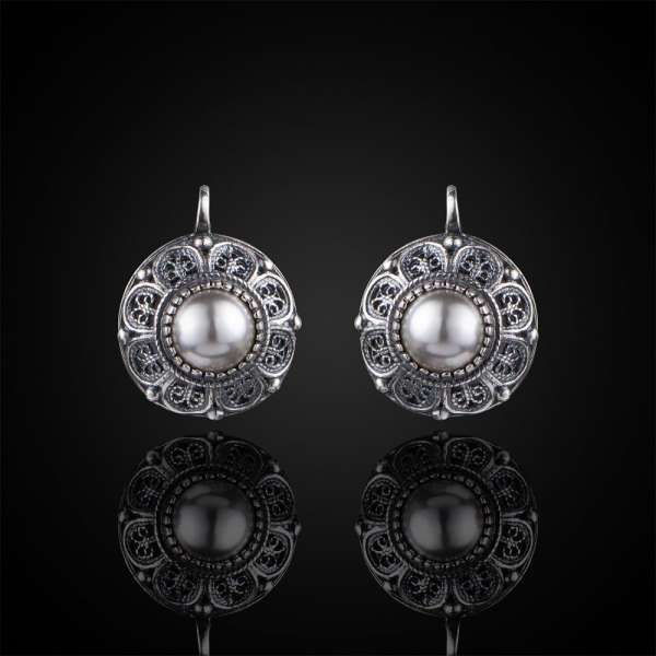 Серебряные серьги с жемчугом Астра, Ag-с103
