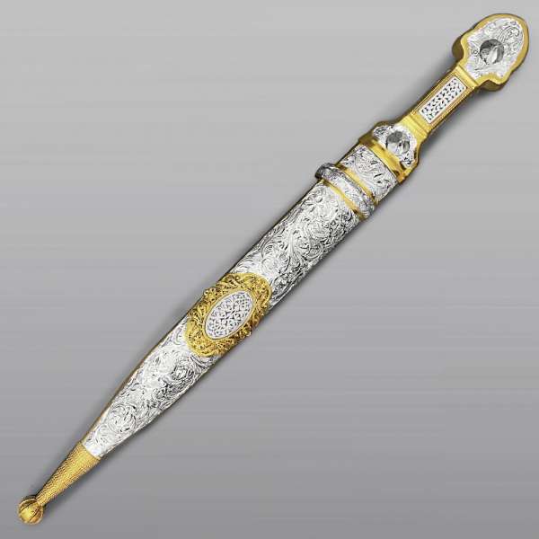 Серебряный кинжал с костью и позолотой, КН54