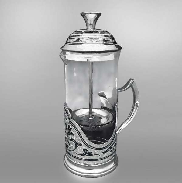 Серебряный чайник Френч пресс, ЧН057