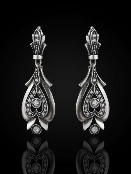 Висячие серьги из серебра Сказка, Ag-вс110