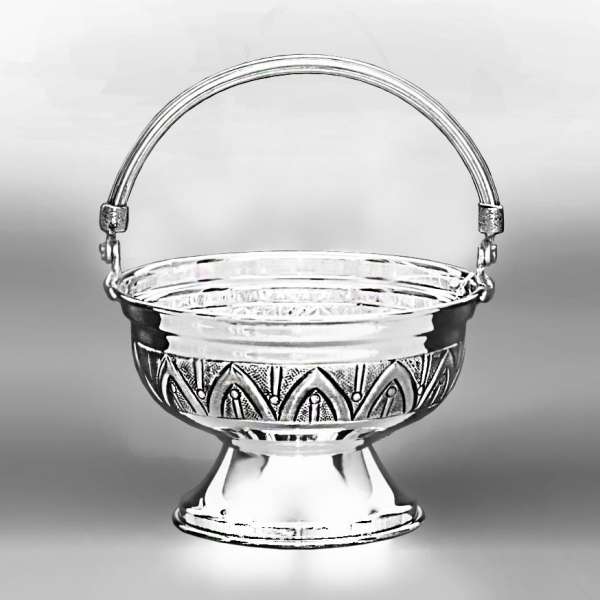 Конфетница - корзинка  из серебра «Аркан» (малая), кф015