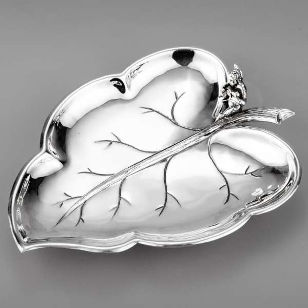 Серебряная конфетница Липа с ангелочком, КФ238а