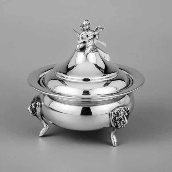 Икорница из серебра с ангелочком, ик06