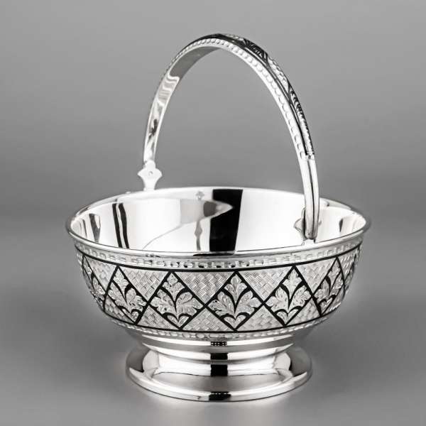 серебряная конфетница - корзинка, кф138