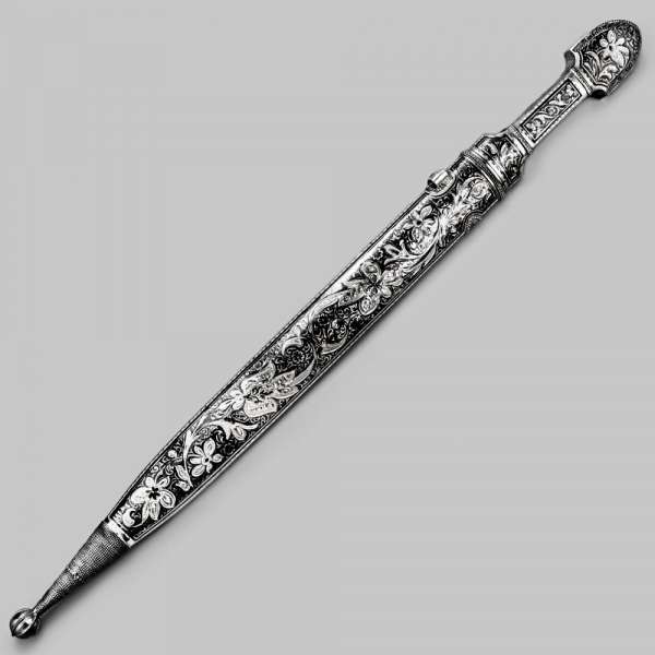 Серебряный кинжал с агатом, КН52