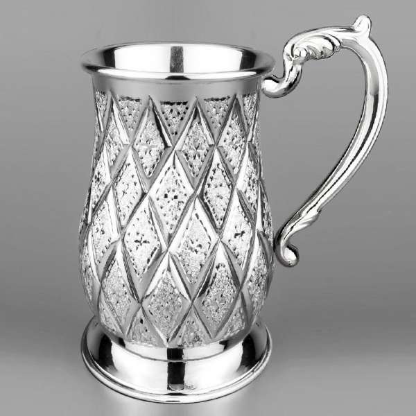 Большая пивная серебряная кружка , КР30