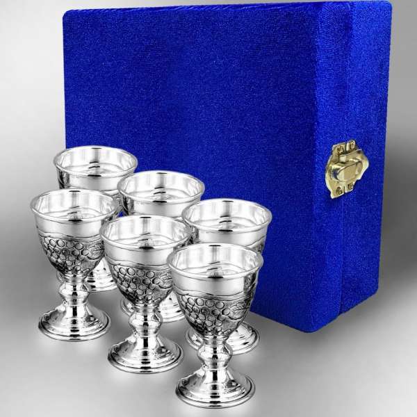 Серебряный набор для водки на шесть персон Раздолье, вс068