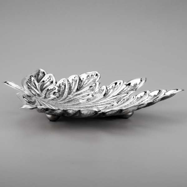 Серебряная конфетница Кленовый лист, КФ235