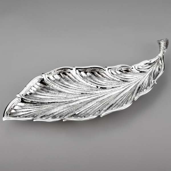 серебряная конфетница Ивовый лист, КФ241б