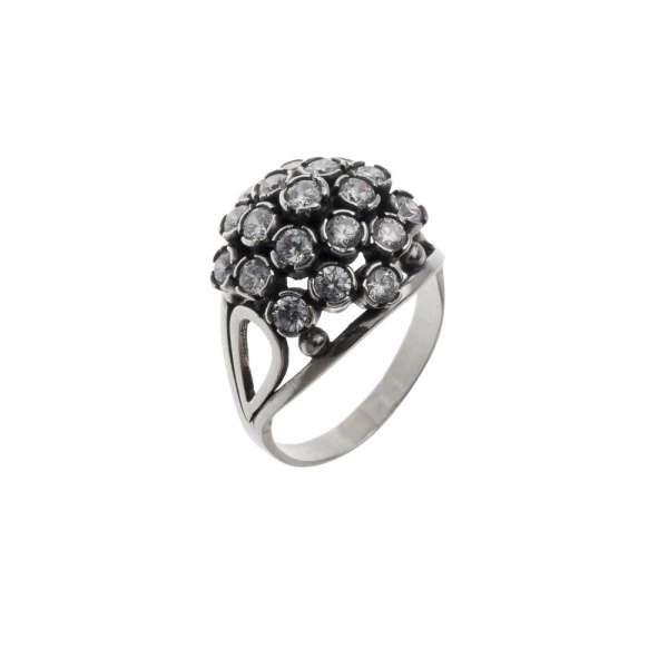 Серебряное кольцо Корзинка с фианитами на каждый день, Ag-к19