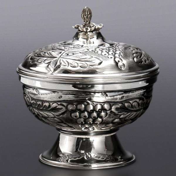 Серебряная сахарница «Виноград» (большая), сх00063