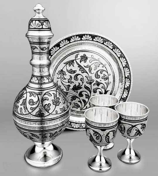 Оригинальный Водочный набор из серебра На троих, ВС03