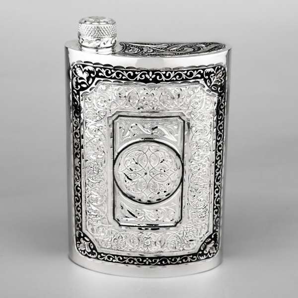 Серебряная фляга с замечательной гравировкой, 260 мл, фл078