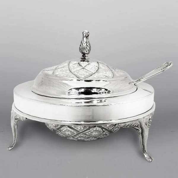 Серебряная икорница (Ag 925) Лазер, ИК034