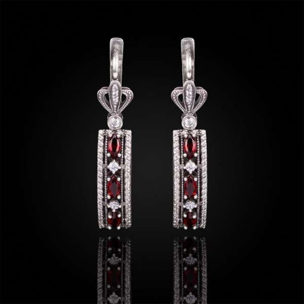 Висячие серьги с гранатом Красавица, Ag-вс102