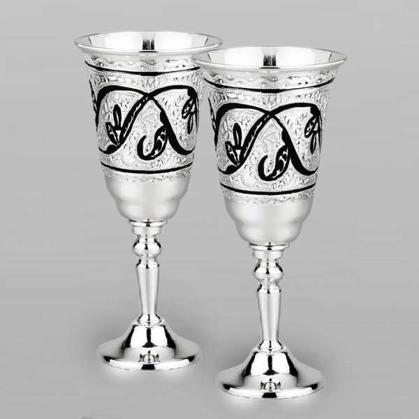 Набор из двух серебряных рюмок на 40 мл Тюльпан, р104м-