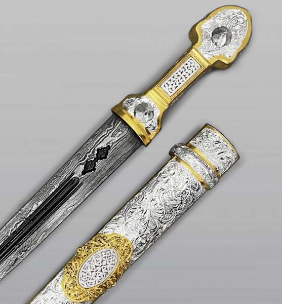Серебряный кинжал с костью и позолотой, КН54
