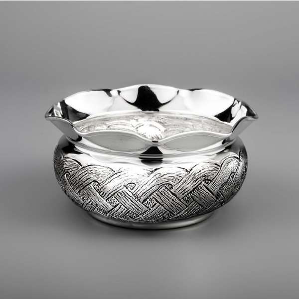 Серебряная конфетница 925 пробы Косичка, КФ211