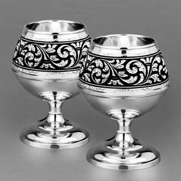 Набор серебряных бокалов для виски или коньяка Снифтер, бк35-2