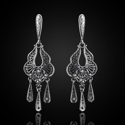 Серебряные серьги с филигранью